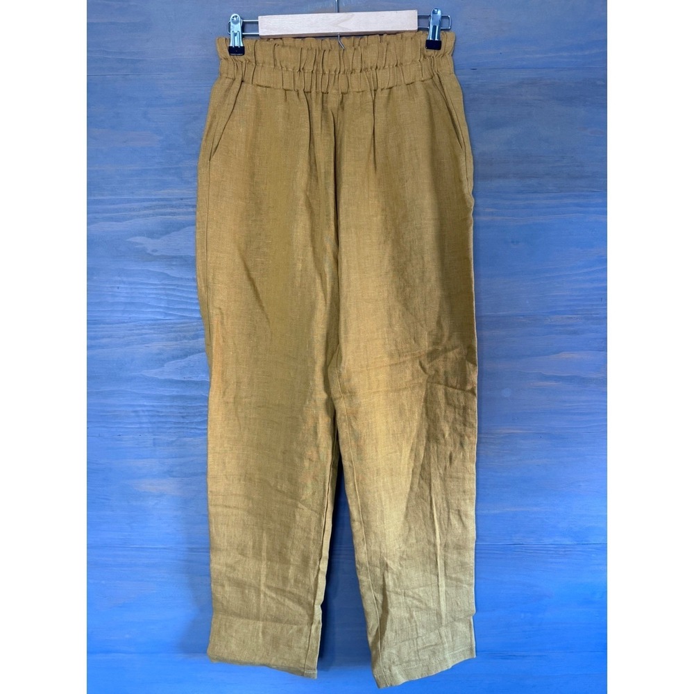 The Maybe Collection Linen Pants Size‎ Small Mustard Minimalist - Picture 2 of 5
